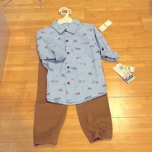 Kids, headquarters, shirts, and pants set 4 T.